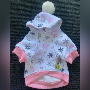 Cozy Pink and Gray Snowflake Dog Hoodie Sweater- Size XS